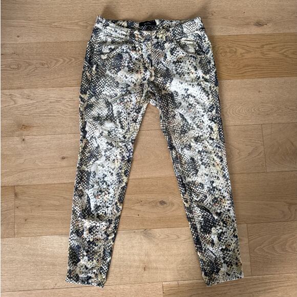 Isabel Marant - Ferni Snake Skin Corduroy Slim Pants in Cream Yellow Black